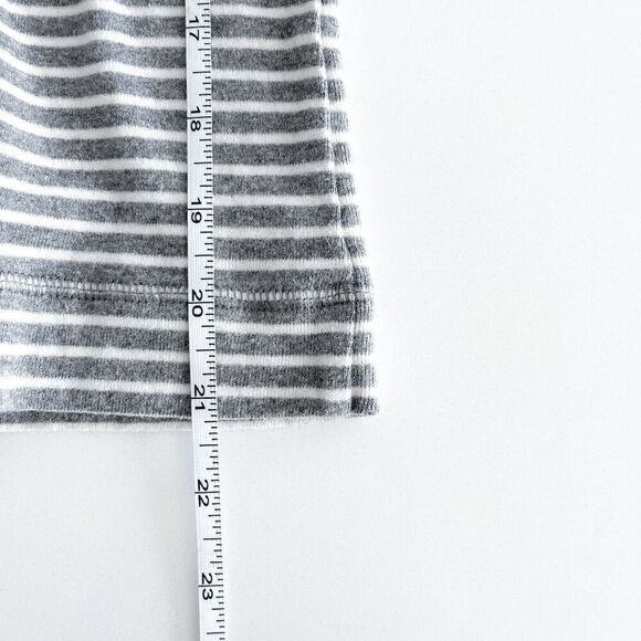 Lauren Ralph Lauren Women's Sweater Striped Faux Suede Elbow Patch Gray White Sm - Picture 7 of 8